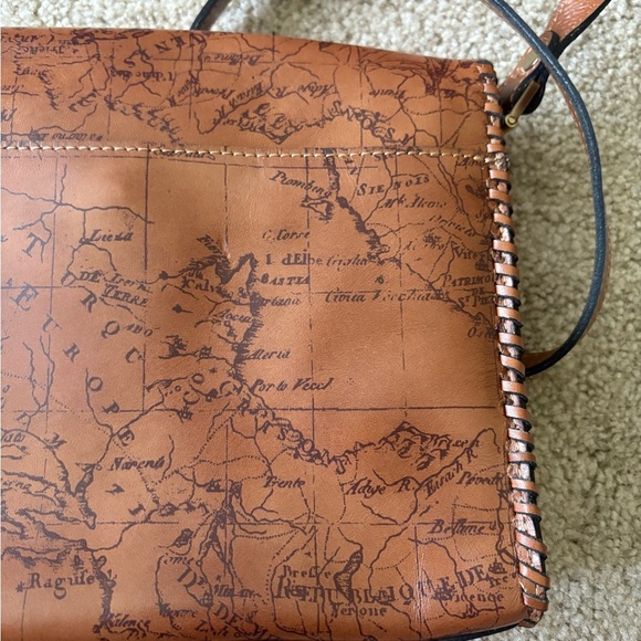 Patricia Nash Map Print Leather Crossbody Bag Brown Vintage Adjustable purse - Picture 8 of 16